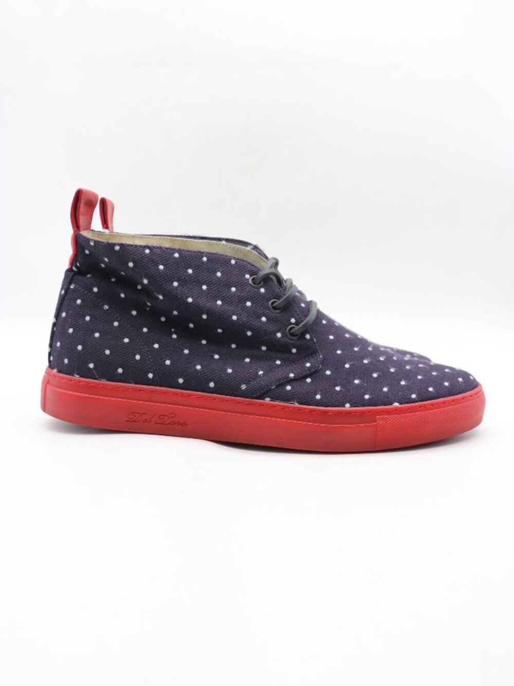 Del Toro Alto Sneakers Men's Size 11 Blue White Polka Dots Red Soles Chukka